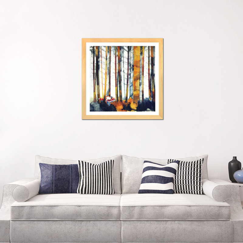 «Autumn Hunt», reproduction d'impression, 24" H x 24" W x 1" D, Beige Wood Framed Paper, Blanc
