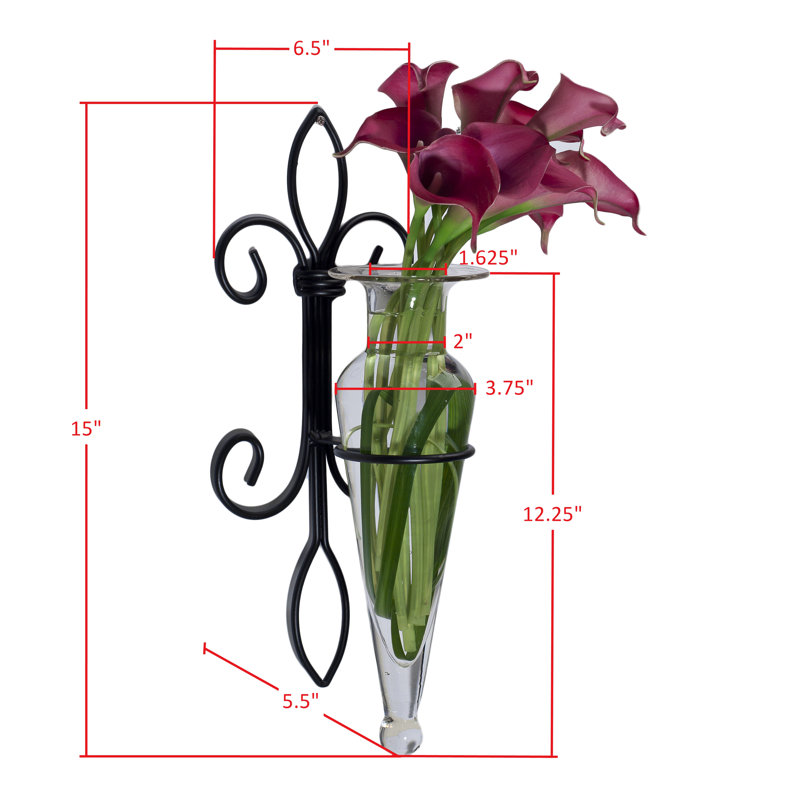 Amphora Vase on Fleur de Lis Sconce, Amber/Black