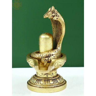 Small Brass Mahadev Shiva Linga Statue – Handcrafted Hindu Symbol of Divine Energy & Cosmic Unity for Spiritual Home Décor