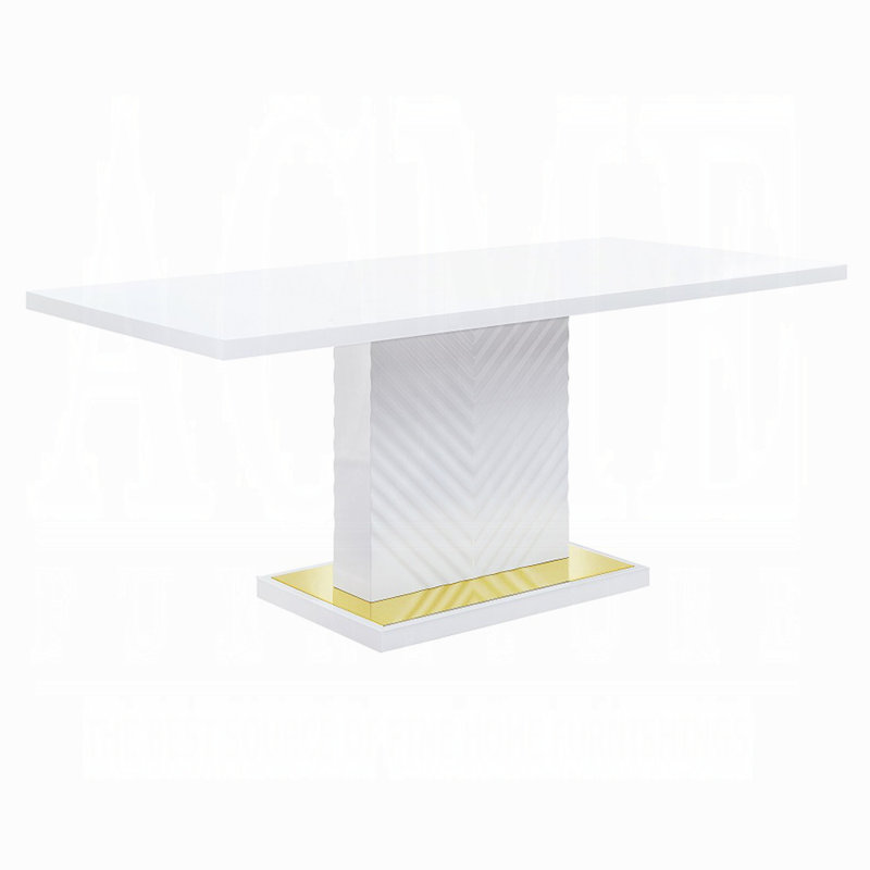 Myra Dining Table, White High Gloss Finish