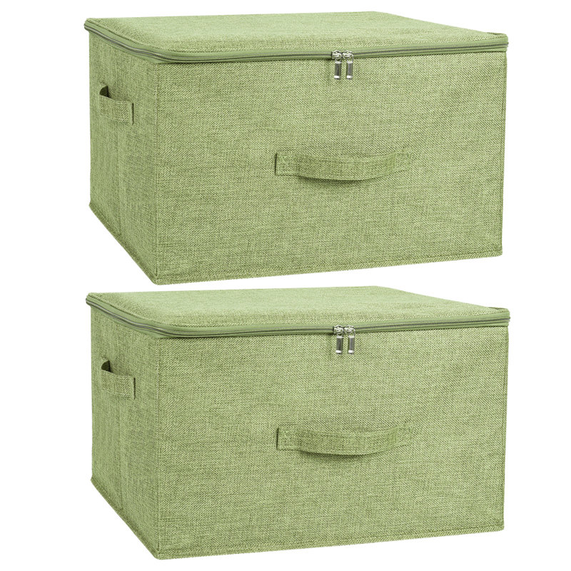 Grande boîte de rangement en tissu, H 12 po x l 20 po x P 15 po, Vert