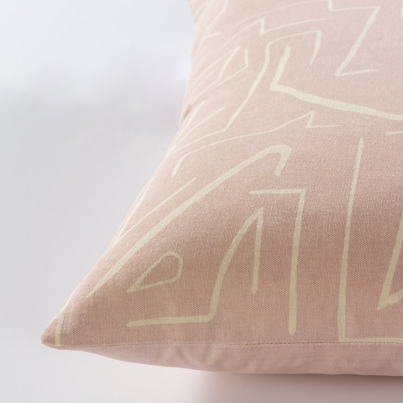 Pale Pink Square Kids Pillow with Woven Design