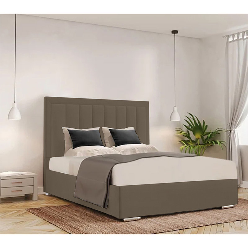 Cenka Upholstered Velvet Bed, Single (3'), Mole