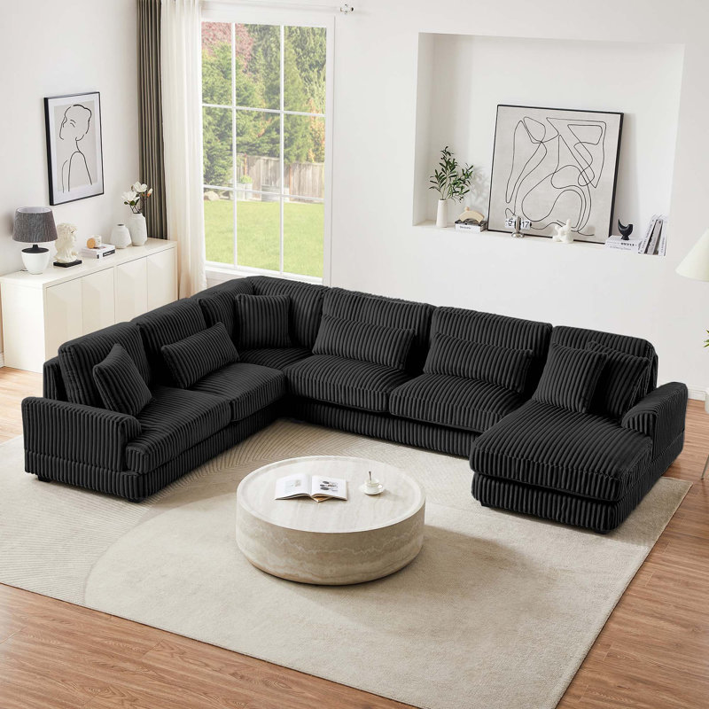 129" Oversized Sectional Sofa U-shaped Sofa Couch Modern Sofa Upholstered in Soft Corduroy with a Chaise Lounge for Living Room