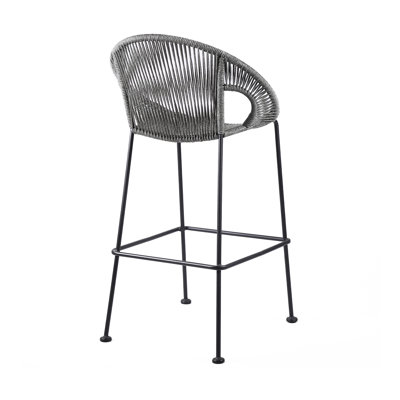 Tabouret de bar d'extérieur en acier 30 "avec corde grise Van - ensemble de 4