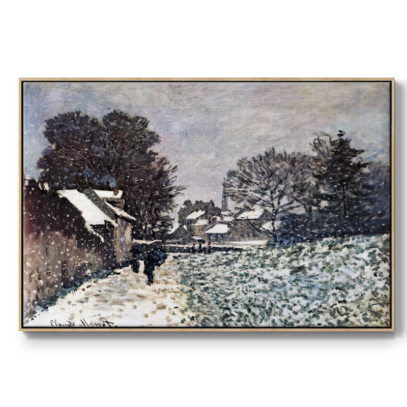 «Snow At Argenteuil», reproduction d'art encadrée sur toile par Claude Monet, H 17 po x l 25 po x P 2 po, Naturel