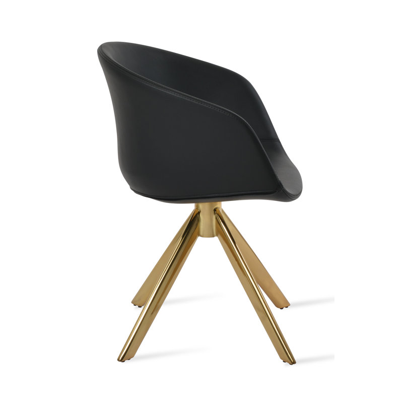 Fauteuil Tribeca, Similicuir noir, Or