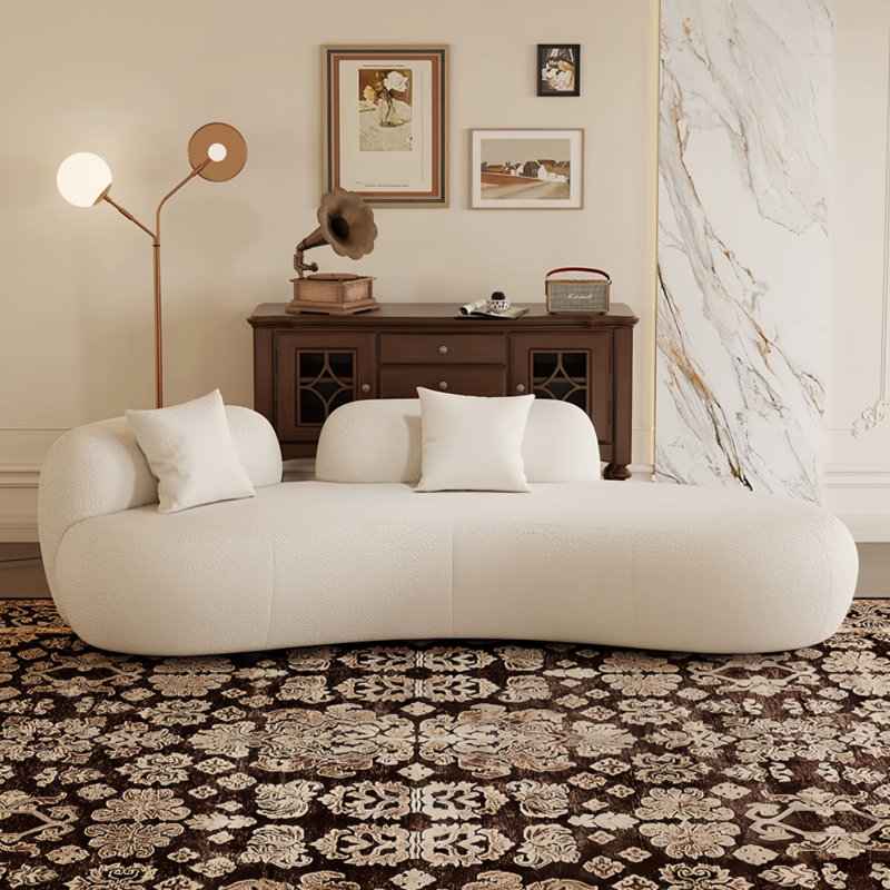 Canapé de style français crème, H 27,56 po x l 94,49 po x P 37,40 po