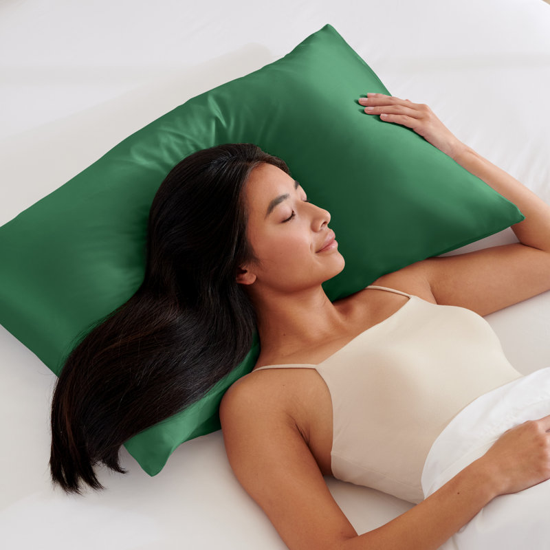 100% Mulberry Silk Pillowcase Zipper Closure, 1 King Pillowcase, Forest Green