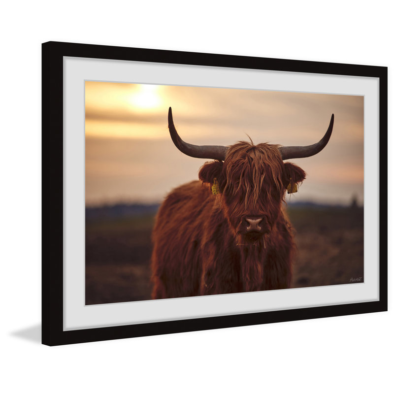Sunset and Cows 1 Piece Painting, 61cm H x 91cm W, Paper