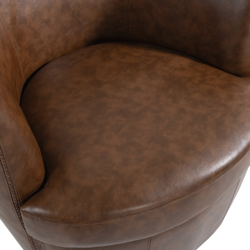 Aunna PU Leather Swivel Soft Cushion Accent Chair（Set of 2）, Coffee Faux Leather