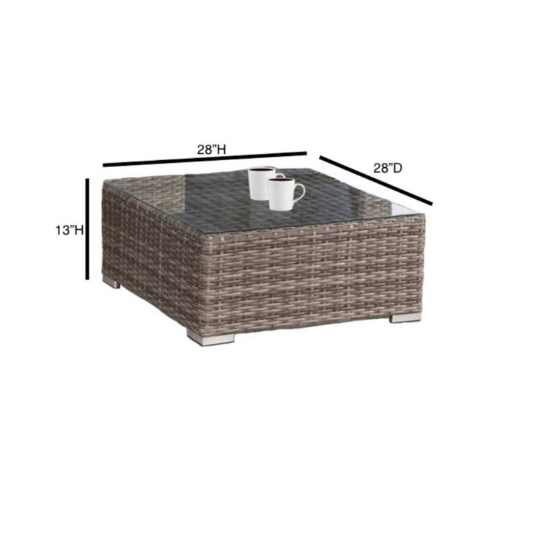 Patio avec dossiers ergonomiques, 5 coussins de siège épais et plateau en verre trempé
