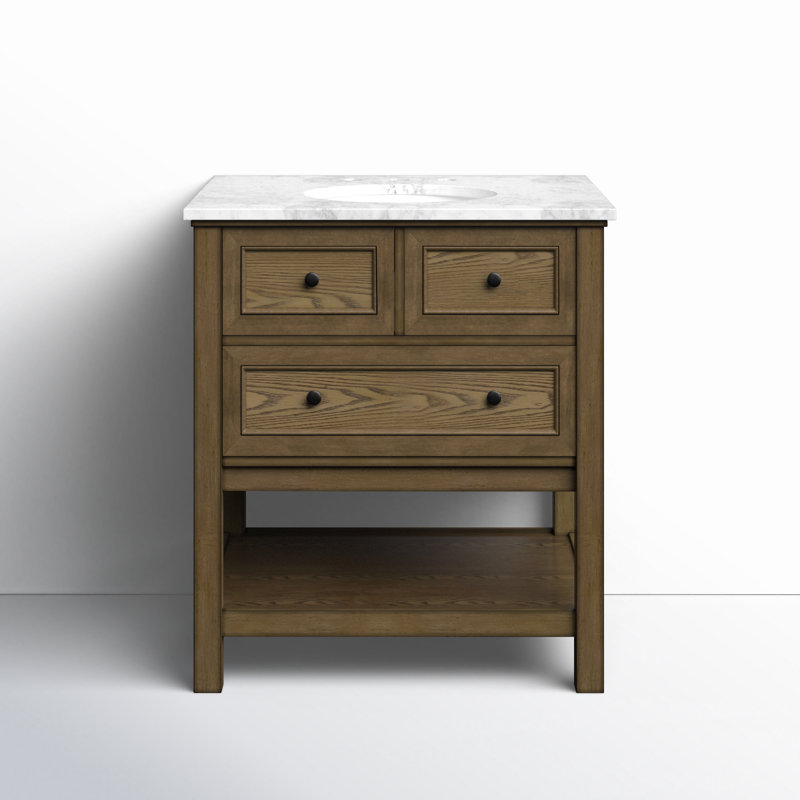 Bonsai 30'' Single Bathroom Vanity with Marble Top, Driftwood