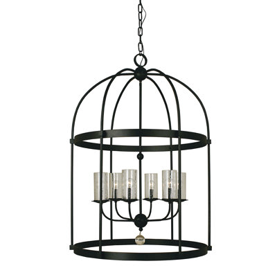 Lustre cylindrique 6 lumières lanterne Reepham
