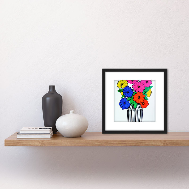 Colourful Daisy Flower Bouquet In Vase - Single Picture Frame Print