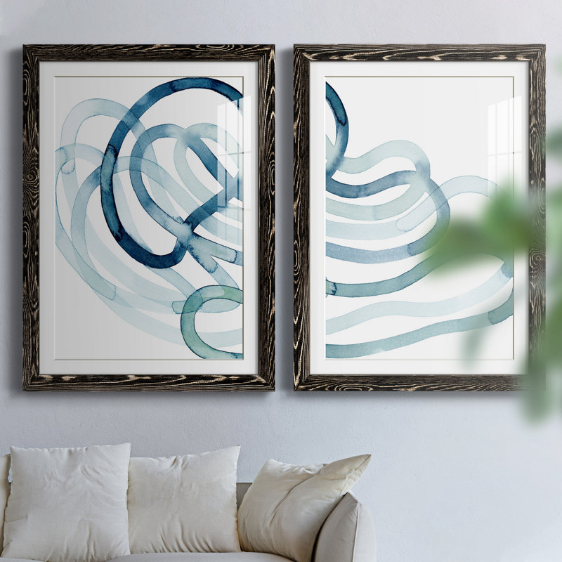 Lazuli III - ensemble de 2 reproductions d'art sur papier encadré, H 31,5 po x l 43,5 po x P 1 po, Noir
