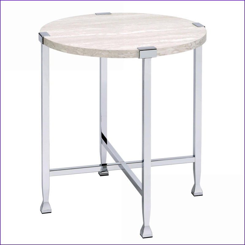Chêne blanc industriel Table basse en chrome - Robuste, spacieuse pour le salon