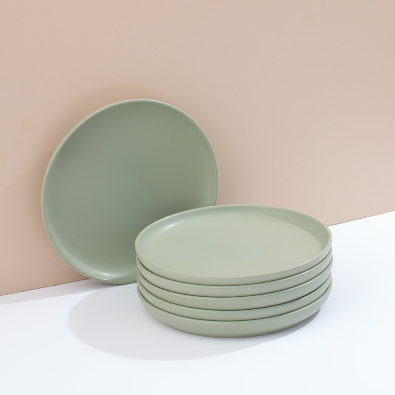 Ensemble d'assiettes à salade 6 pièces JoyJolt Mesa, Vert sauge mat