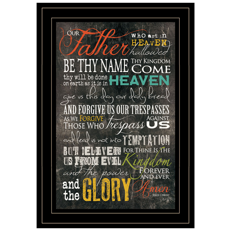 «The Lords Prayer», art mural encadré pour le salon, décoration murale par Marla Rae, Encadré noir / blanc