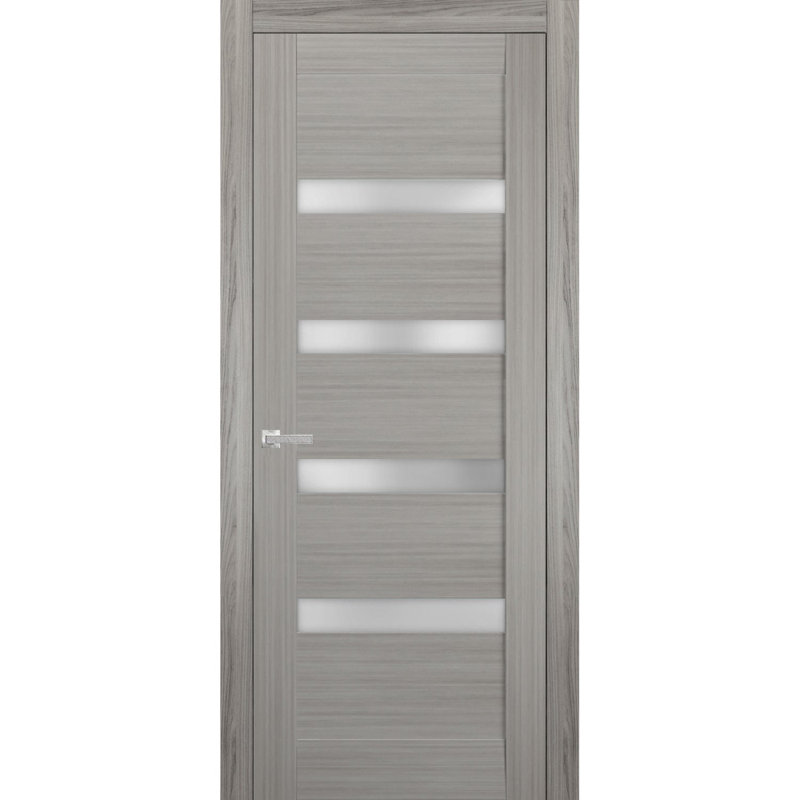 Porte française unie à l'intérieur | Quadro 4113 avec verre givré | Poignée simple à panneau régulier | Portes de salle de bain robustes
