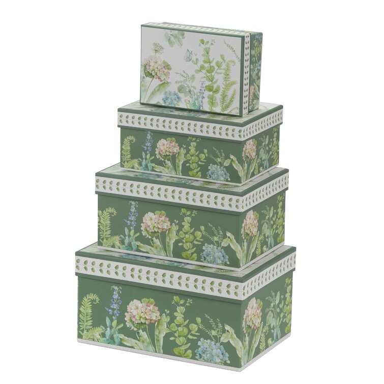 Floral Cardboard 4 Piece Box Set