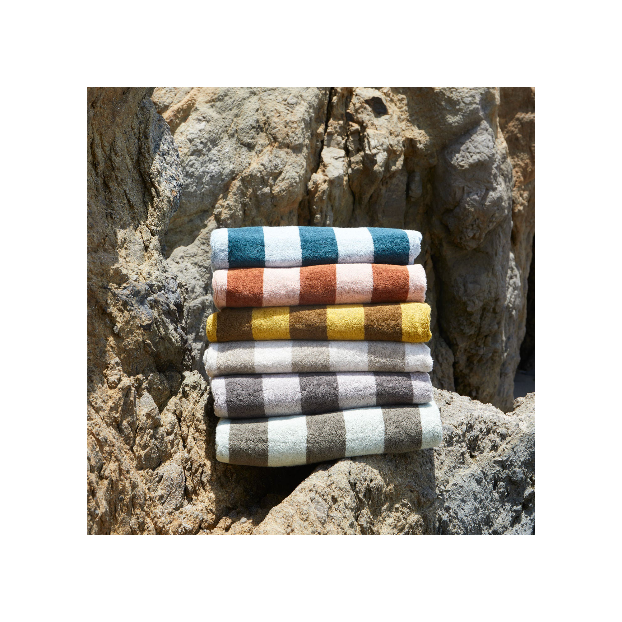Simple Striped 100% Cotton, Ivory/Flax, Bath Sheet - 1 Pack