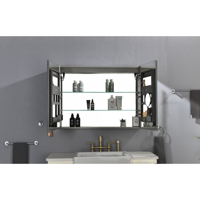 40 po X P 30 po Grande armoire à pharmacie rectangulaire en aluminium avec miroir H H