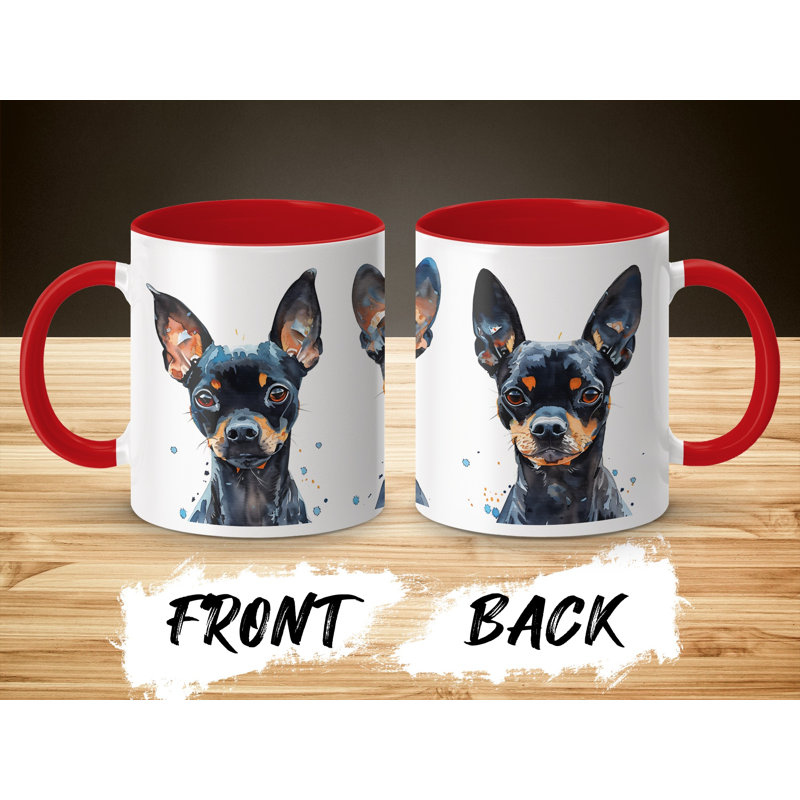 Miniature Pinscher Design 11oz Coffee Mug, Red, 2