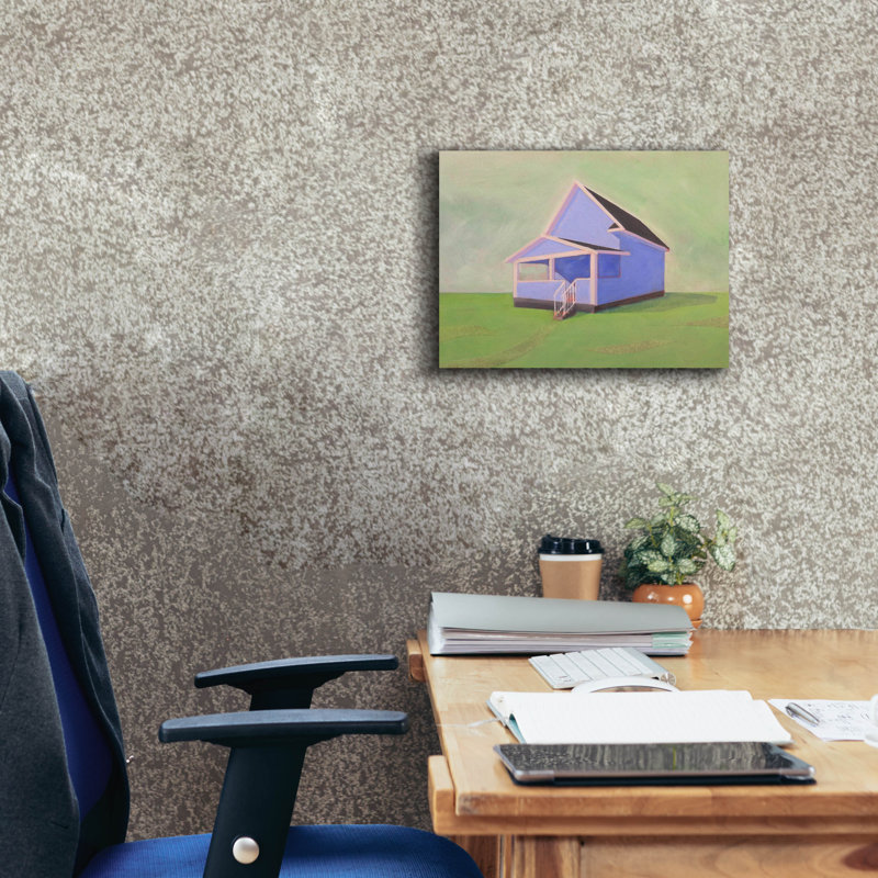  «Blue House» par Bebe Keith, art mural sur toile, 16 po x 12 po, H 12 po x l 16 po