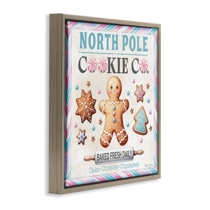 Art mural sur toile Gingerbread Cookie Co par Nicole DeCamp, H 25 po x l 25 po, Cadre flottant orme Montalcino