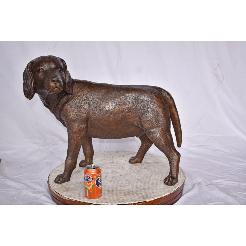 Beagle Dog Standing Made Of Bronze, Statue - Size: 27"L X 14"W X 21"H.