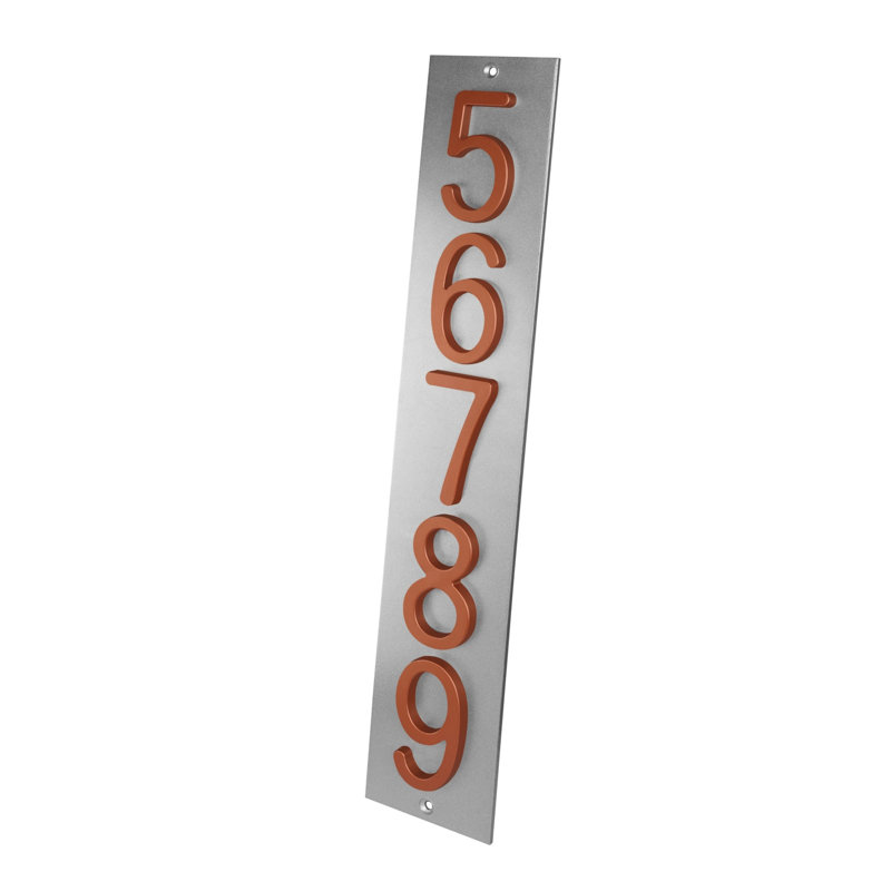 Plaque d'adresse verticale Amgo, Argent argent, Cuivre, Oui