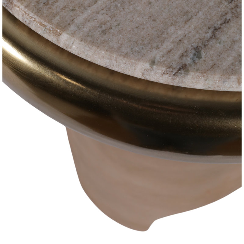 Table d'appoint en bois de manguier et en métal avec plateau en marbre