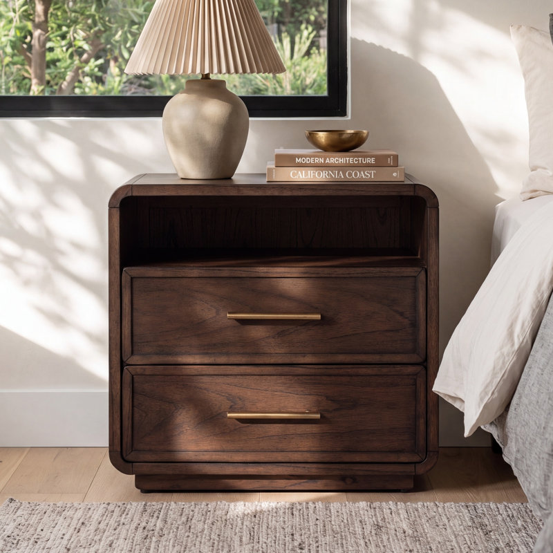 Brewster 2-Drawer Nightstand, Dark Espresso Brown, Brown