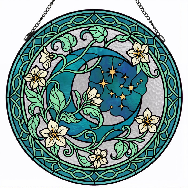 Panneau de vitrail Celtic Moon H 12 po, H 12 po