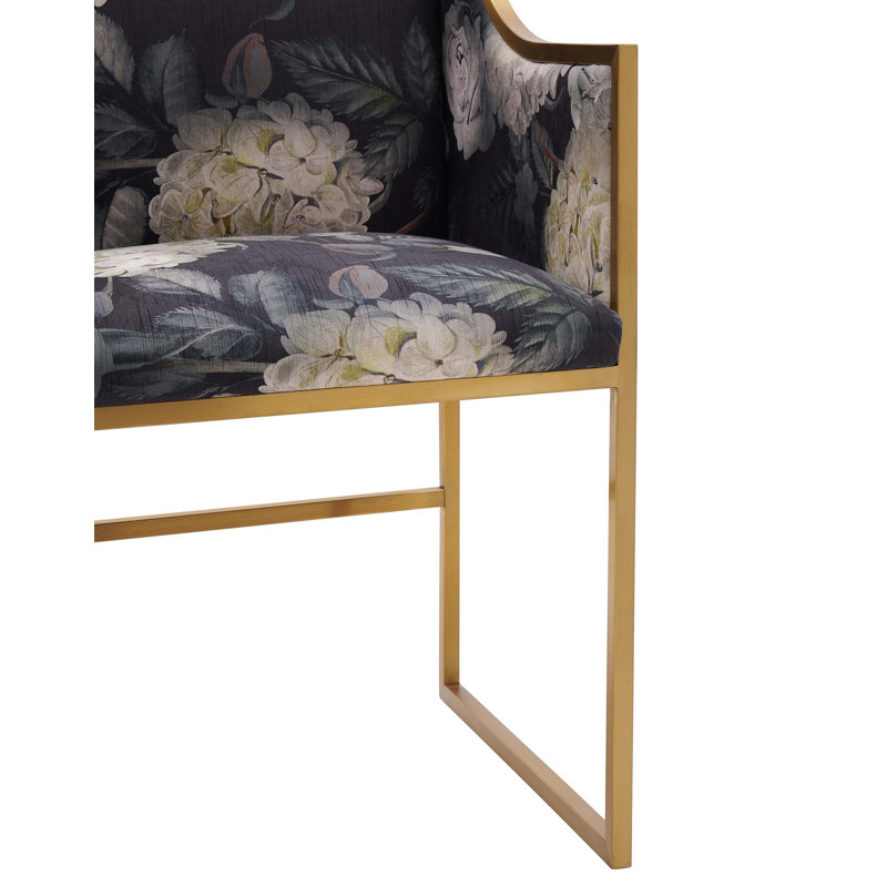 55.88Cm Wide Velvet Armchair, Navy Floral Velvet