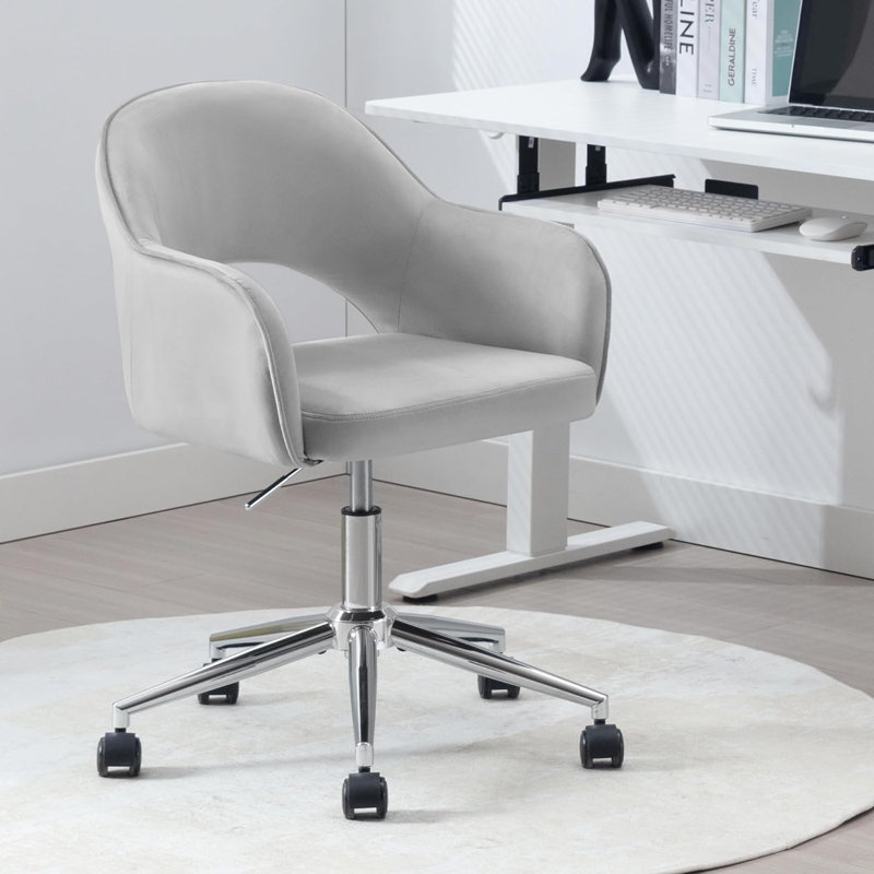 Pehrson Velvet Office Chair, Grey