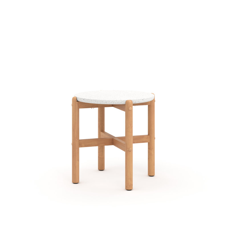 Table de bout en bois avec plateau en terrazzo Lyal