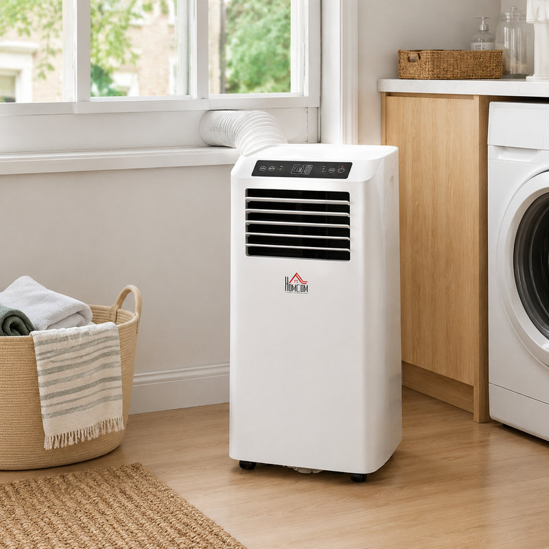 Climatiseur portable 27,5 "en plastique blanc 4-en-1 avec ensemble de fenêtre et télécommande pour chambre à coucher, appartement