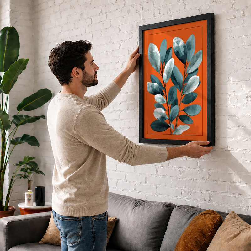Frosted Stem Botanical - Print, A2 - 59.4 x 42.0 cm, Walnut