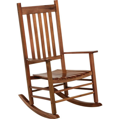Chaise berçante de patio en bois de sapin massif - dossier haut inclinable, siège profilé profond,
