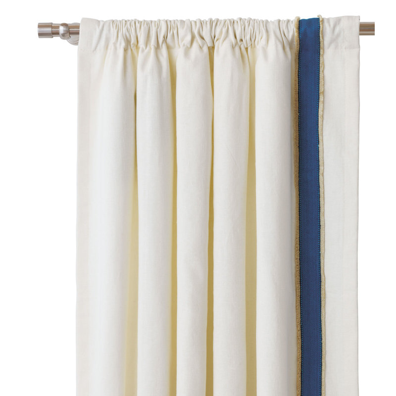 Maritime Room Darkening Curtain, 48" W x 120" L, Left, White/Navy
