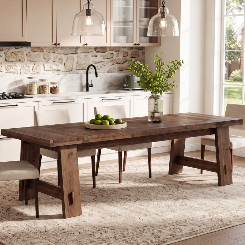 86.61" Extra Long Solid Wood Dining Table, Rectangle Kitchen Table for 6-8