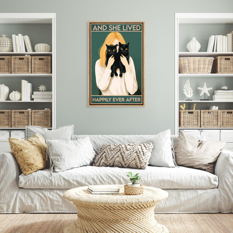 «Black Cat And She Lived Happily» sur toile, H 20 po x l 16 po x P 1,25 po