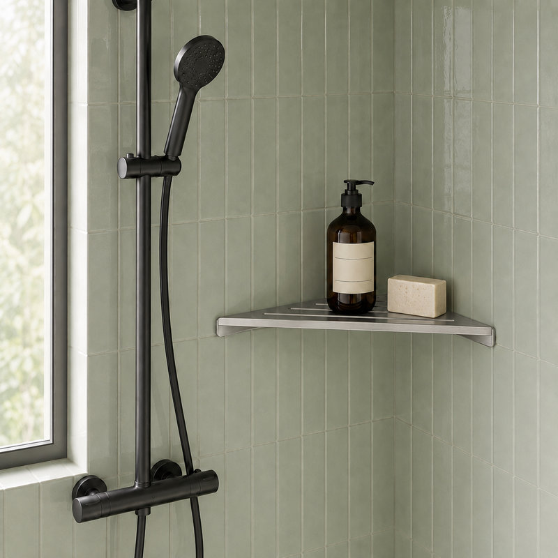 Tablette de douche Melvonia, Nickel brossé