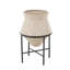 Vase large en métal Cole et gris avec supports en métal noir-123920875