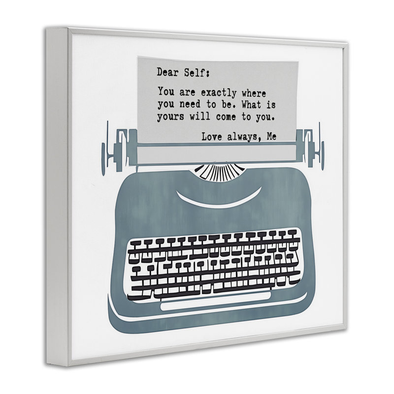 Note inspirée de machine à écrire à giclée, design par Annabelle Hall, H 11 po x l 14 po