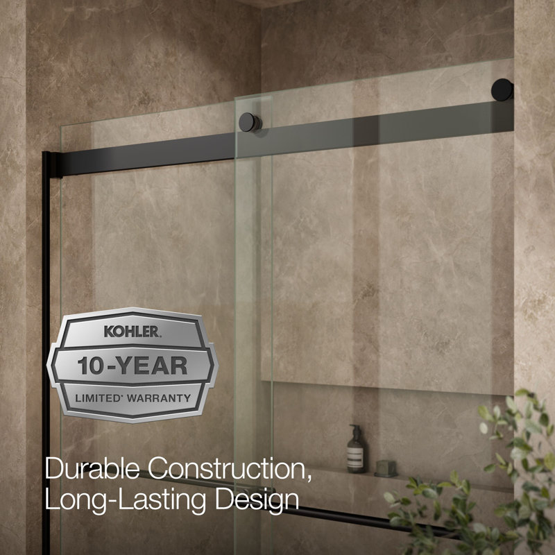 Levity Plus Less Sliding Shower Door, 77-9/16 In. H X 56-5/8 - 59-5/8 In. W, With 5/16 In.-Thick Crystal Clear Glass, Black