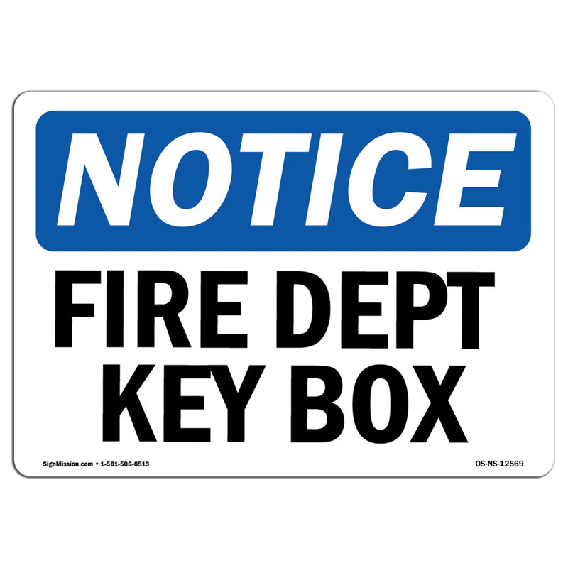 Fire Dept Key Box Sign