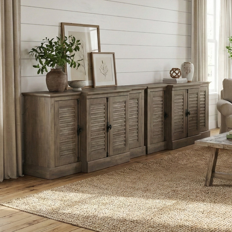 Malyha Farmhouse Sideboards Set Of 2, Knotty Oak